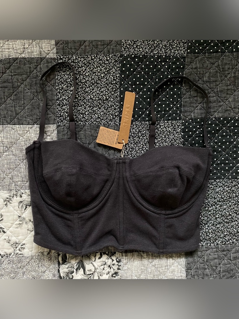 skims outdoor bustier top in ash grey — size small